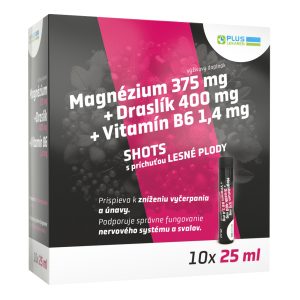 Magnézium + Draslík + Vitamín B6, SHOTS s príchuťou lesné plody, 10× 25 ml